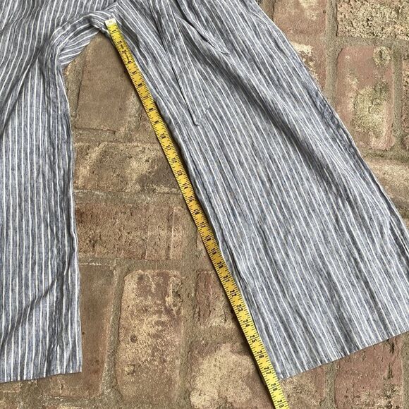 American Eagle Outfitters Sleeveless Blue & White Belted Wide Leg Romper Size 0 - Picture 14 of 15